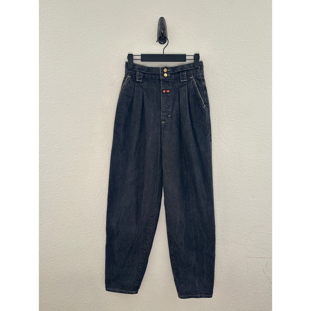 Laurel Escada Vintage Black Pleated High Waisted Tapered Mom Jeans Size 38 / 8